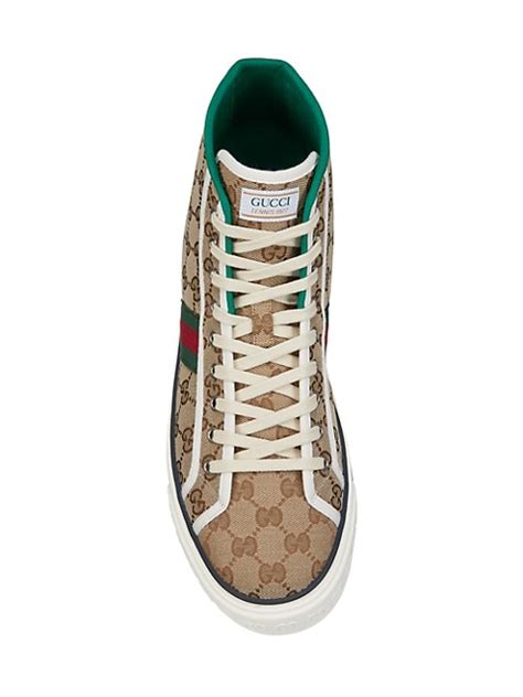 gucci suede high top sneakers|saks fifth avenue gucci sneakers.